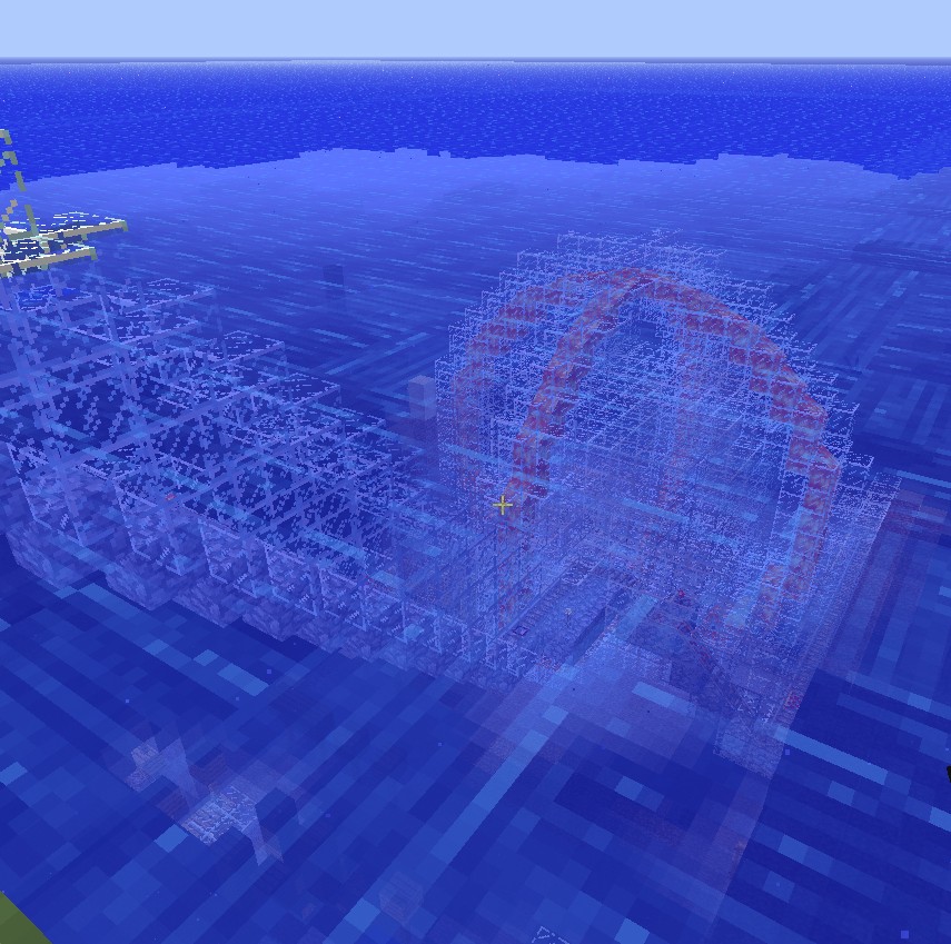 Underwater 'spherical' lava and glass structure. Minecraft Map